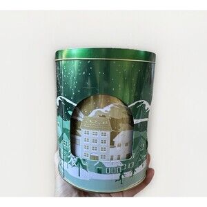 Stockmeyer Rotating Christmas Music Cookie Tin Snow Village Holiday Decor